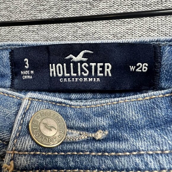 Hollister Jean Shorts Women Size 26 Blue Light Wash High Rise Boyfriend Denim - Picture 4 of 13